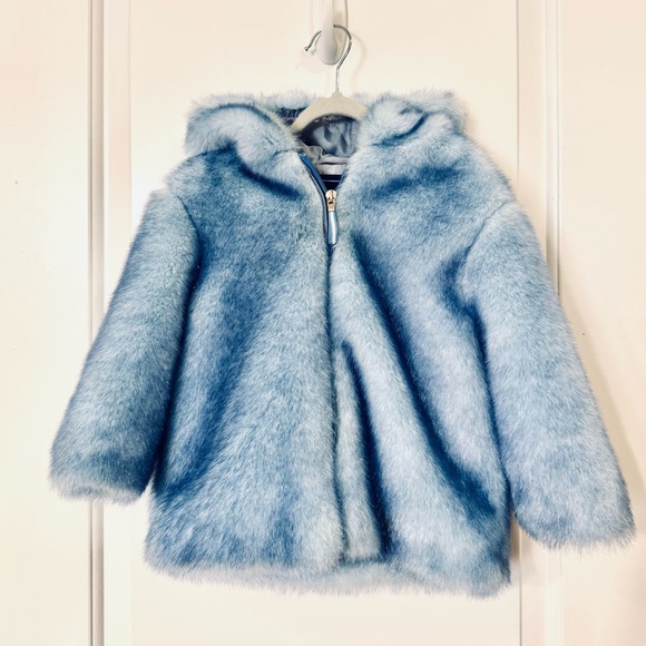 Rothschild Other - ROTHSCHILD BEAUTIFUL BLUE FAUX FUR HOODED JACKET 3T